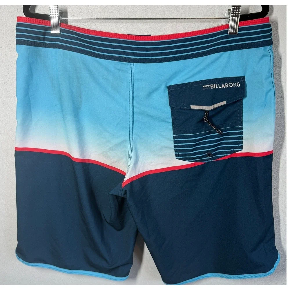 Billabong Mens Board Shorts 36 Blue Platinum X Fifty50 Ombre Stripe Surfing Vaca